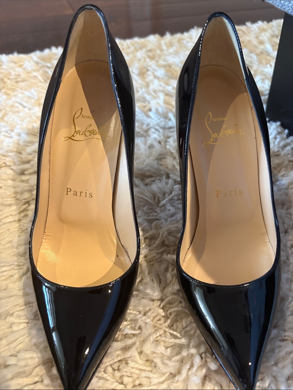 Christian Louboutin Black Patent Pointed-Toe Stiletto Pumps